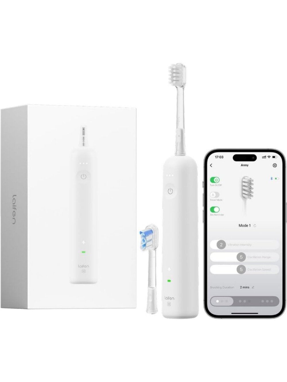 2025 Sonic Electric Toothbrush with App, 2 Brush Heads, Waterproof Travel Design